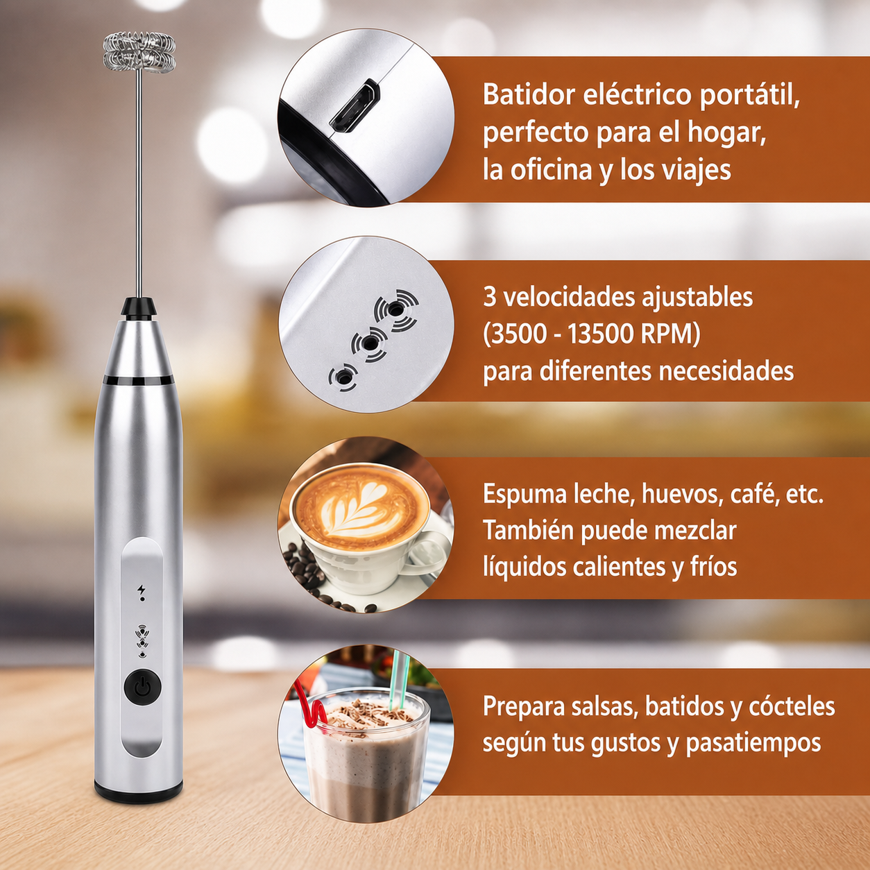 Batidor eléctrico portátil multifuncional